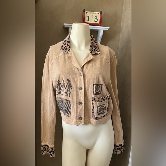 Nina Piccalino cropped top blazer vintage primitive look leopard print detail - Picture 11 of 12